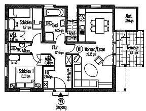 Der Grundriss der Ferienwohnung Ketsch im Ergeschoss